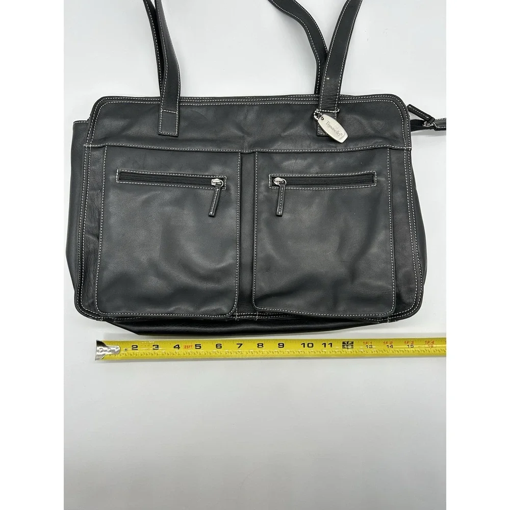 Vtg Tignanello Black Leather Laptop Business Bag 11